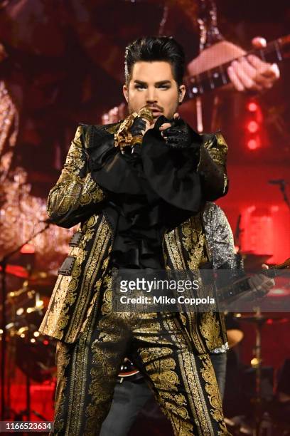 Singer Adam Lambert of Queen + Adam Lambert performs at Madison Square Garden on August 06, 2019 in New York City.