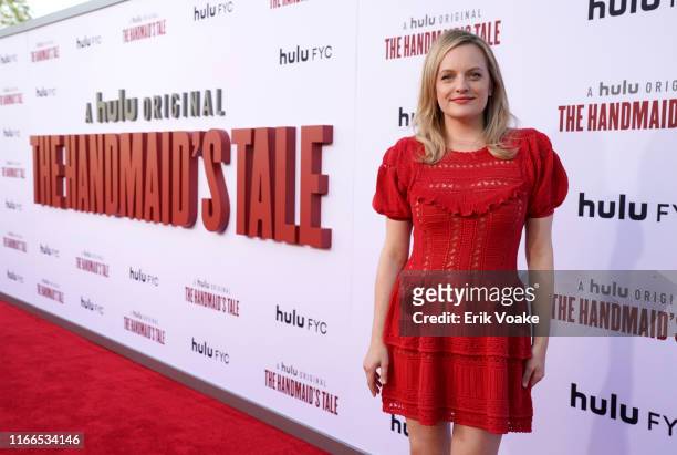 Elisabeth Moss attends Hulu's "The Handmaid's Tale" season 3 finale at Regency Village Theatre on August 06, 2019 in Westwood, California.