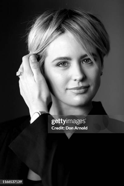 Jesinta Franklin poses at the Mercedes-Benz Sydney Women in Business Luncheon at View by Sydney on August 07, 2019 in Sydney, Australia.