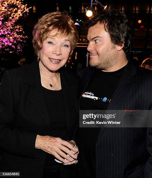 Actors Shirley MacLaine and Jack Black pose at the after party for Film Independent's Los Angeles Film Festival opening night premiere of "Bernie" at...