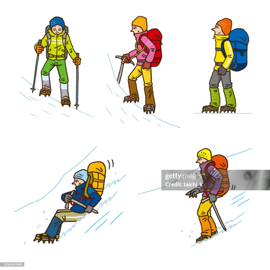 Snowy mountain-Crampons Climbing
