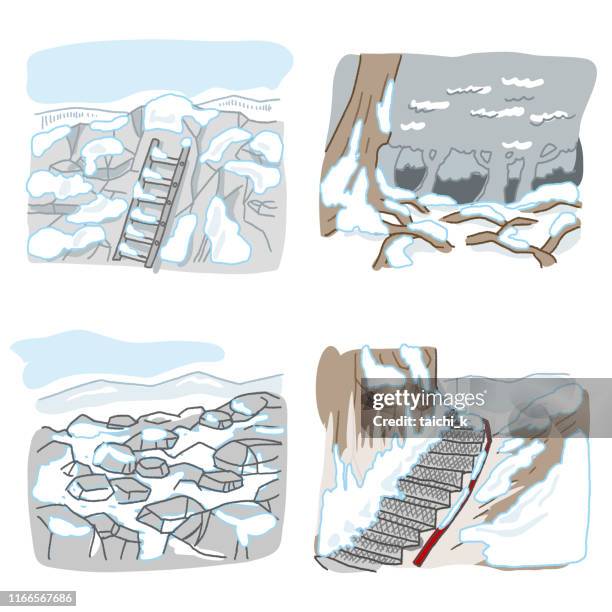 snowy mountain-state - rock wall climbing stock illustrations