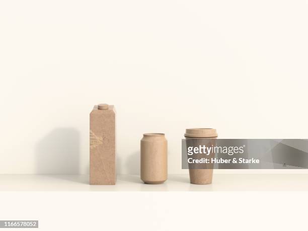 milk carton, can, cup with cardboard texture, recycling - milk pack 個照片及圖片檔