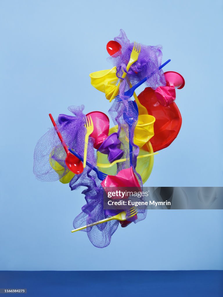 Multi-colored plastic objects