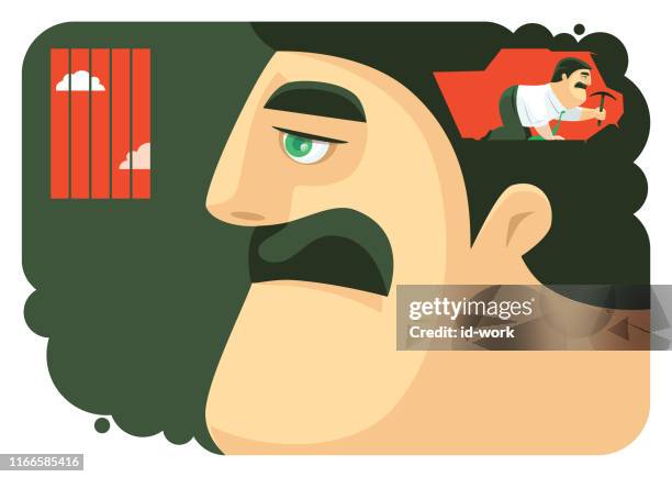 man digging tunnel from head - buried stock illustrations