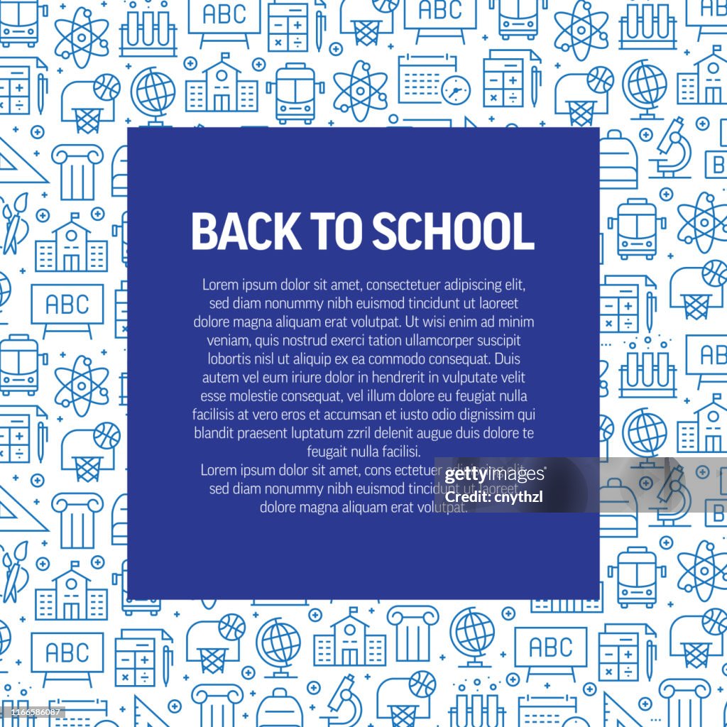 Welcome Back to School Banner with Pattern of School Supplies