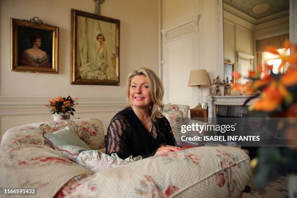 Lady Fiona Carnarvon, owner of Highclere Castle, poses for a photograph during a 1920's themed event at Highclere Castle, near Newbury, west of...