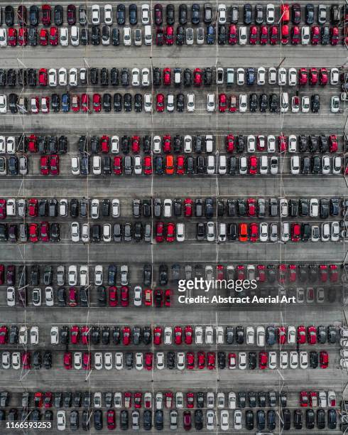 Aerial shot of a car dealership, France