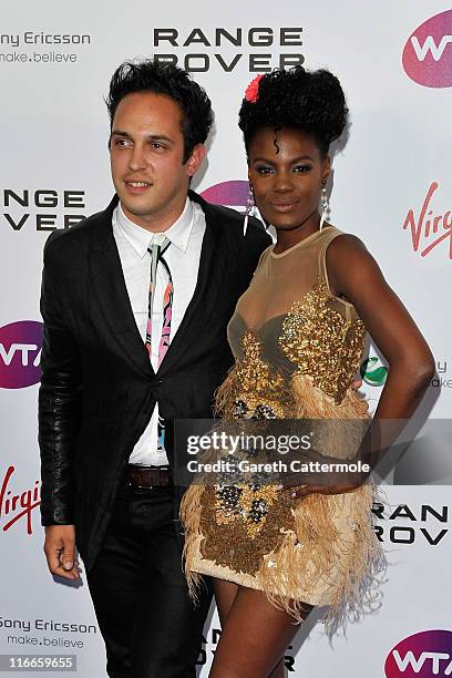 Musician Dan Smith and singer Shingai Shoniwa of The Noisettes arrive at the WTA Tour Pre-Wimbledon Party at The Roof Gardens, Kensington on June 16,...