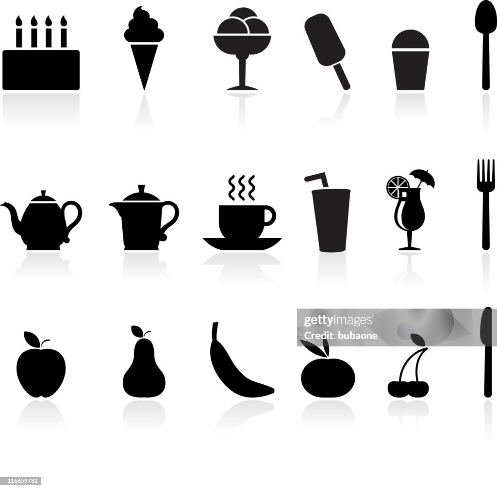 Sobremesa preto e branco vector conjunto de ícones royalty free