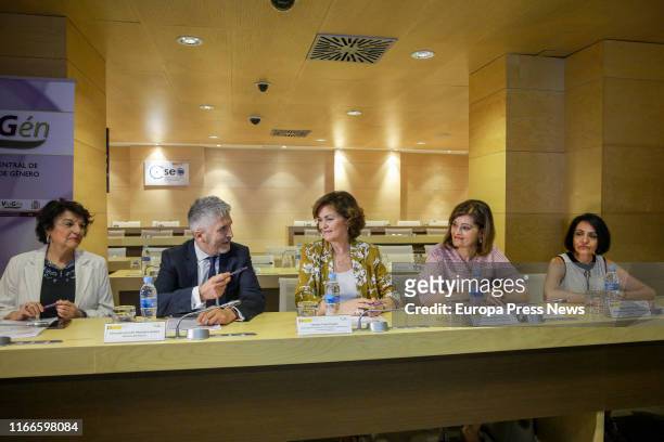 The Equality State secretary, Soledad Murillo; the acting minister of Interior, Fernando Grande-Marlaska; the acting minister of the Government,...