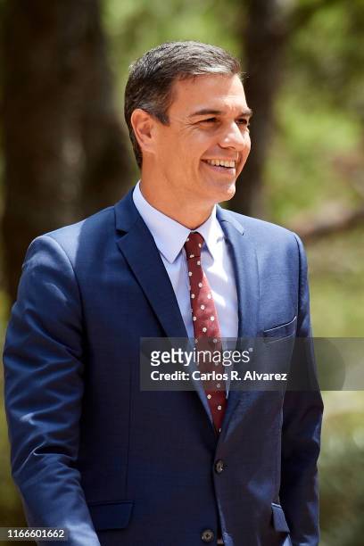 Prime minister Pedro Sanchez arrives at Marivent Palace on August 07, 2019 in Palma de Mallorca, Spain.