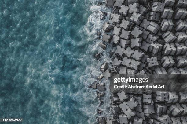 drone shot of a costal defence, liguria, italy - defending stock pictures, royalty-free photos & images