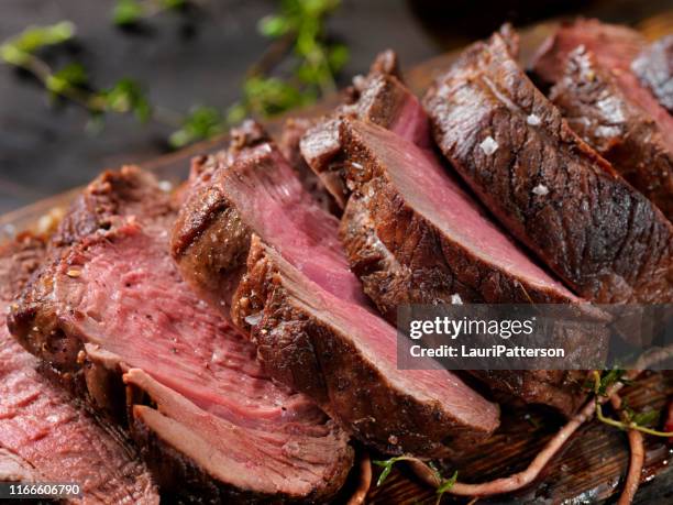 venison, elk sirloin tip roast - roast beef dinner stock pictures, royalty-free photos & images