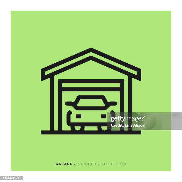 ilustraciones, imágenes clip art, dibujos animados e iconos de stock de icono de garaje - garage door