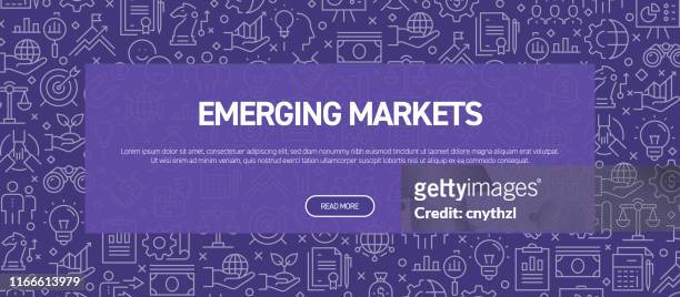 stockillustraties, clipart, cartoons en iconen met opkomende markten concept-business gerelateerde naadloze patroon web banner - emerging markets