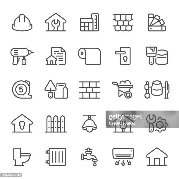 home repair icons - painted roof stock illustrations