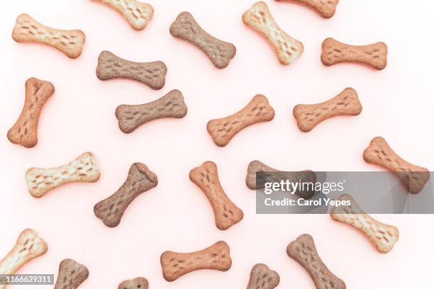dog treats  in pink,top view - dog biscuit stock pictures, royalty-free photos & images