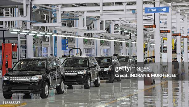 Land Rover Freelander II SUV vehicles are seen on the assembly line at the Jaguar - Land Rover manufacturing plant at Pimpri, in the western Indian...