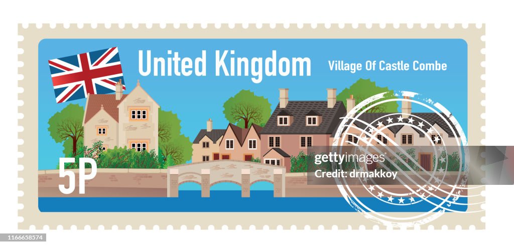 Village Of Castle Combe Stamp
