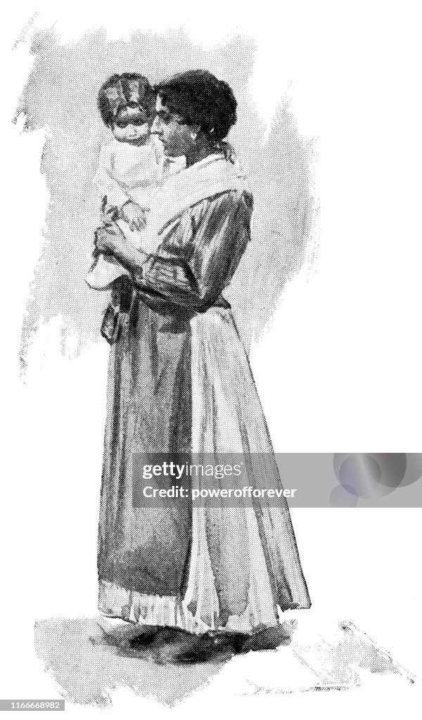 Italian Woman with Daughter in Manhattan, New York, United States - 19th Century