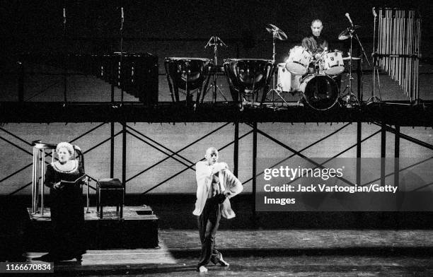 Americans writer Toni Morrison, dancer Bill T. Jones, and drummer Max Roach perform in 'Degga' in the Serious Fun festival at Alice Tully Hall at...