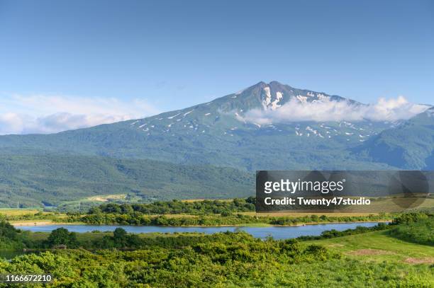 mount chokai view active volcano height 2236m located on akita and yamagata border in japan - akita prefecture stock pictures, royalty-free photos & images
