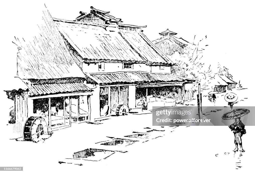 The Village of Hase in the Nagano Prefecture, Japan - Meiji Era 19th Century
