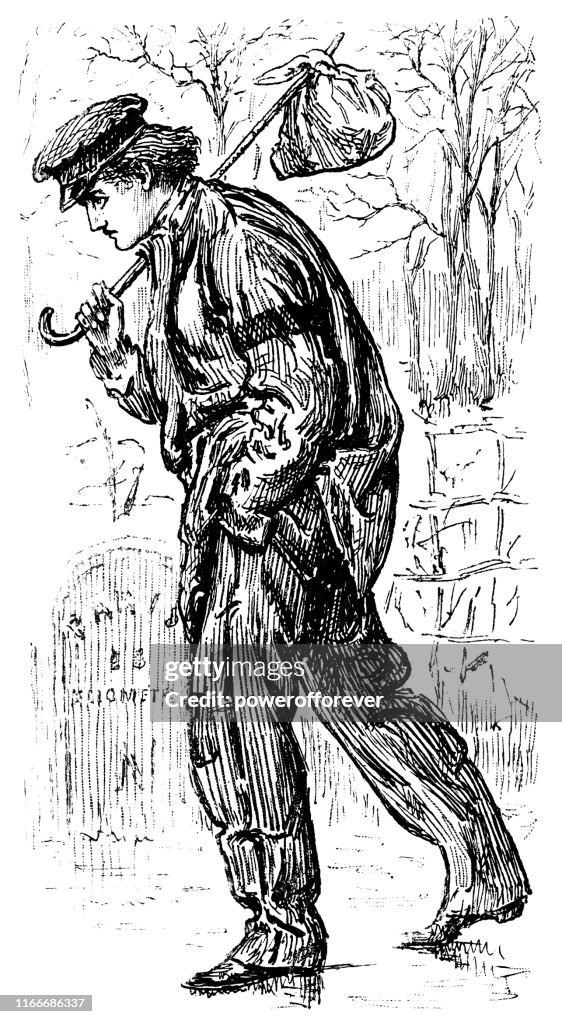 Hobo carrying a Bindle - 19th Century