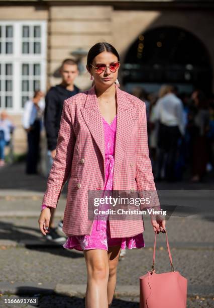 Guest is seen outside Helmstedt during Copenhagen Fashion Week Spring/Summer 2020 on August 07, 2019 in Copenhagen, Denmark.