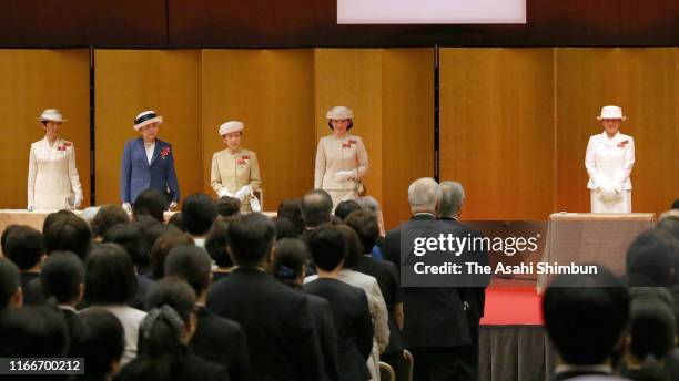 Empress Masako, Crown Princess Kiko of Akishino, Princess Hanako of Hitachi, Princess Nobuko of Hitachi and Princess Hisako of Takamado attend the...