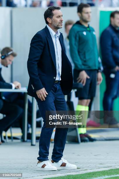 Head coach Giannis Goumas of Greece looks on during the U21 international friendly match between Germany and Greece at Stadion Zwickau on September...