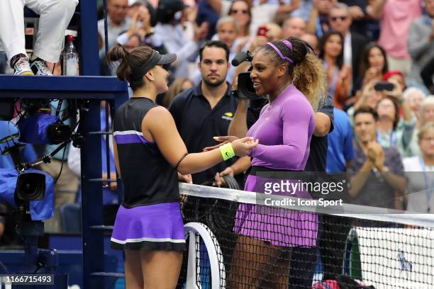 Bianca Andreescu of Canada and Serena Williams of the United States during the Women's Final US Open on September 7, 2019 in New York City.