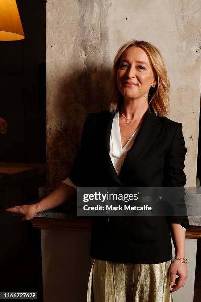 Asher Keddie attends the Marie Claire & InStyle luncheon in honour of the Ovarian Cancer Research Foundation on August 08, 2019 in Sydney, Australia.