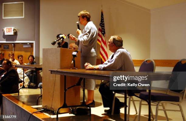 Former U.S. Attorney General Janet Reno, who is campaigning for governor of Florida, speaks to a group of Palm Beach County residents gathered...