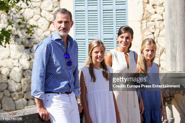 King Felipe VI of Spain, Queen Letizia of Spain, Princess Leonor of Spain and Princess Sofia of Spain visit 'Son Marroig' museum on August 08, 2019...