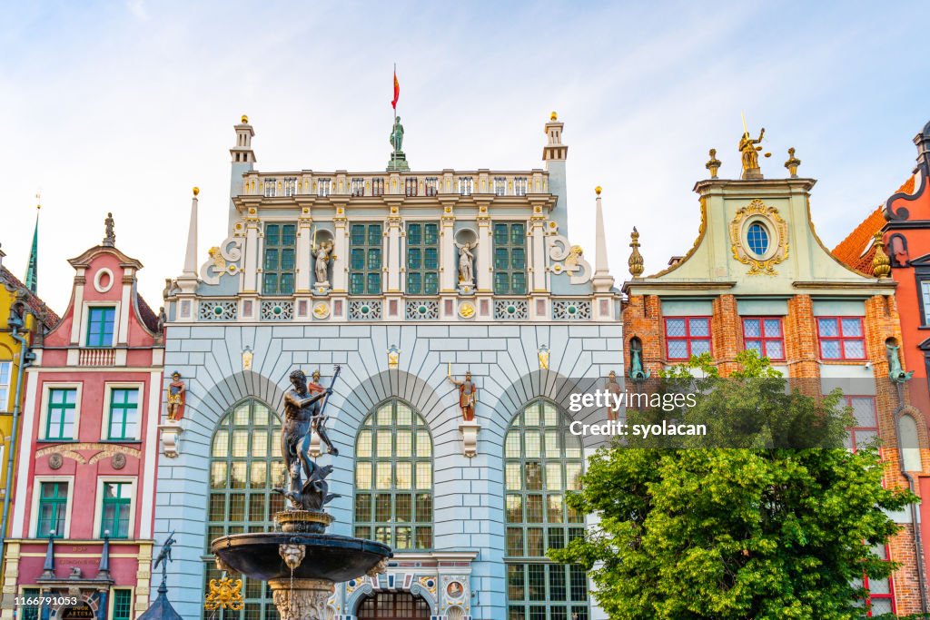 Neptune Fountain with the Artus Court of Gdansk