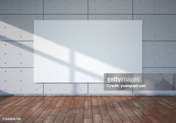 3d illustration empty exhibition room - white board stock pictures, royalty-free photos & images