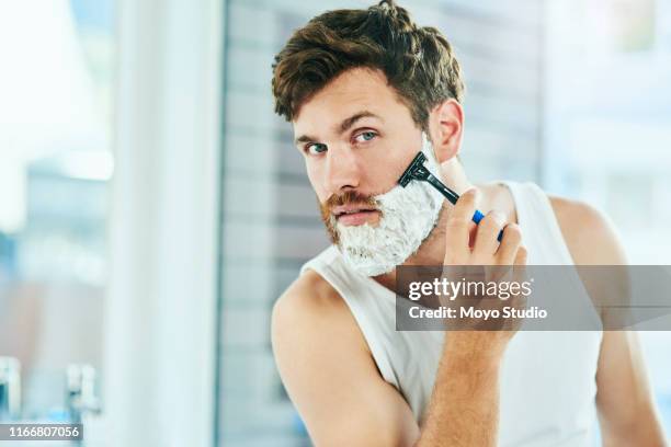 i'm going for a clean shave - barbear imagens e fotografias de stock