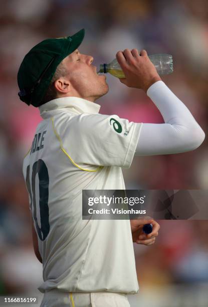 Peter Siddle of Australia takes a drink during day two of the first Ashes test match at Edgbaston on August 2, 2019 in Birmingham, England.