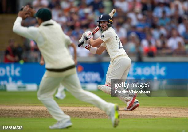 Rory Burns of England batting during day two of the first Ashes test match at Edgbaston on August 2, 2019 in Birmingham, England.