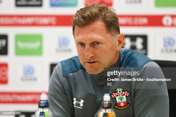 Ralph Hasenhuttl during a Southampton FC Press conference pictured at Staplewood Complex on August 08, 2019 in Southampton, England.