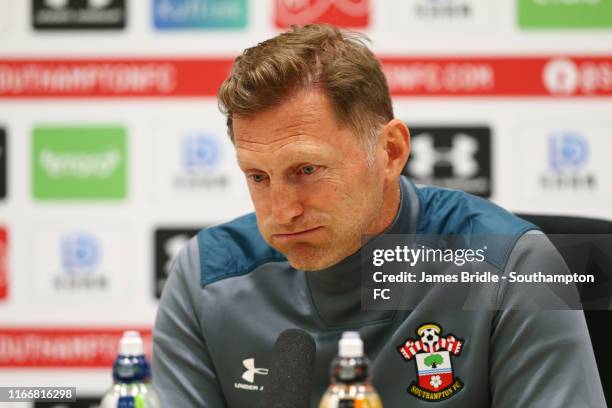 Ralph Hasenhuttl during a Southampton FC Press conference pictured at Staplewood Complex on August 08, 2019 in Southampton, England.