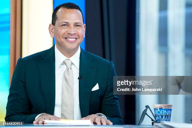 Former shortstop and third baseman for the New York Yankees Alex Rodriguez "A-Rod" visits "Mornings With Maria" at Fox Business Network Studios on...