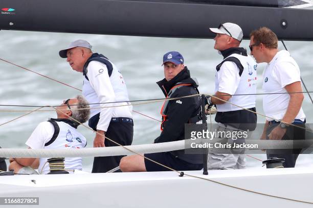 Prince William, Duke of Cambridge at the helm competing on behalf of Child Bereavement UK during the inaugural King’s Cup regatta hosted by the Duke...