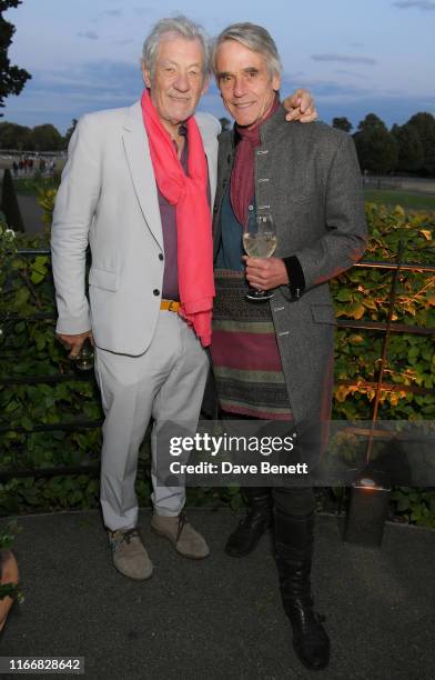 Sir Ian McKellen and Jeremy Irons attend the ATG Summer Party at Kensington Palace Gardens in celebration of Sir Ian McKellen on September 8, 2019 in...