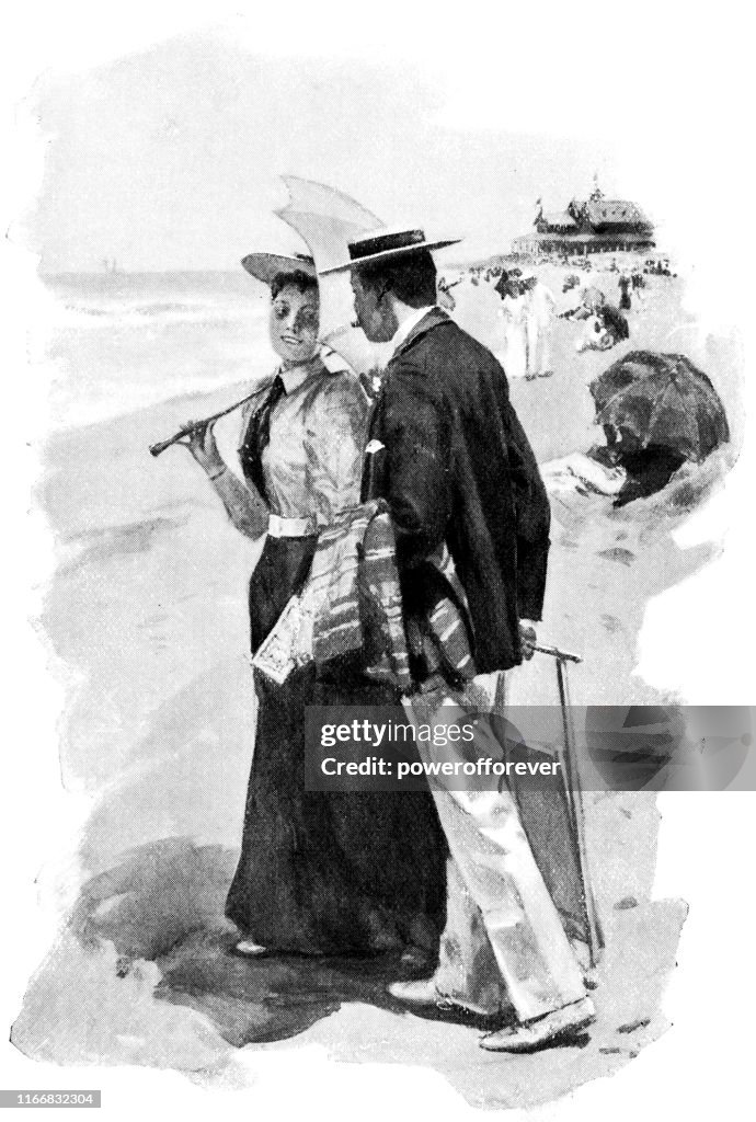Couple on the Beach at Asbury Park, New Jersey, United States - 19th Century