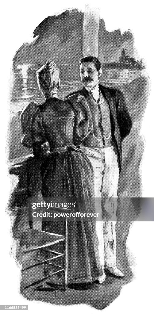 Couple on the Beach at Night in Asbury Park, New Jersey, United States - 19th Century