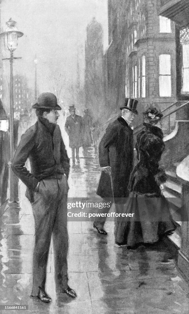 People on the Street in New York City, New York, United States - 19th Century