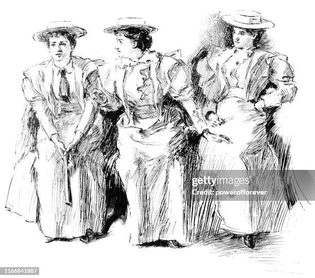 suffragistinnen in new york city, new york, vereinigte staaten - 19. jahrhundert - womens suffrage stock-grafiken, -clipart, -cartoons und -symbole